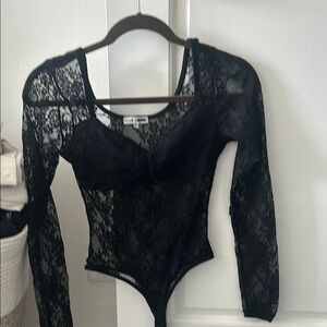 Fashion Nova Black Asymmetrical Cut Out Bodysuit